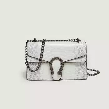 Новая модная сумка с узором змеи, на одно плечо, через плечо, трендовая женская сумка белый