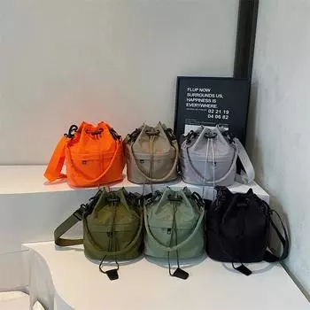 Новая модная сумка-ведро для женщин, универсальная нейлоновая сумка через плечо, модная сумка через плечо в корейском стиле для женщин