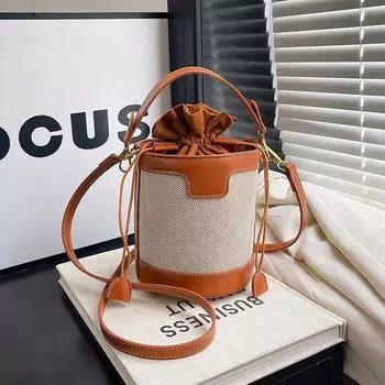 Новая модная сумка-ведро контрастного цвета, портативная, на плечо, мессенджер, трендовая женская сумка коричневый