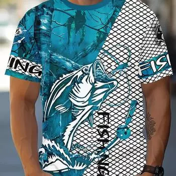 Новая модная тенденция 3D-принт с рисунком рыбалки, мужская футболка с короткими рукавами, летняя базовая вещь S