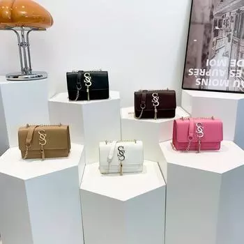 Новая модная тенденция с буквенным принтом и фурнитурой Простая повседневная летняя ретро-повседневная сумка через плечо с цепочкой для женщин