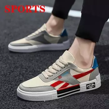 Новая модная тенденция, универсальная мужская парусиновая обувь, легкая дышащая спортивная обувь, повседневная обувь 39 красный