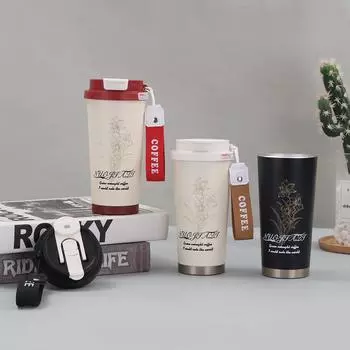 Новая модная термокружка из нержавеющей стали, высокий уровень внешнего вида, чашка для кофе Convallaria Double Drink с веревкой 530ml