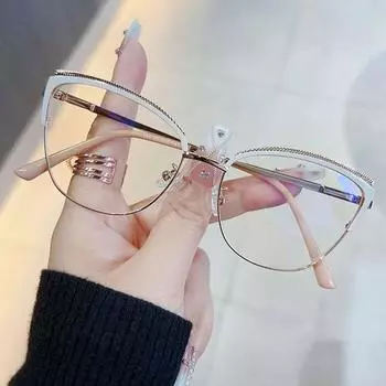 Новая модная трендовая оправа для очков в стиле ретро, металлические пружинные оптические оправы, персонализированные женские очки «кошачий глаз» с защитой от синего света