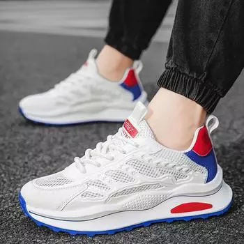 Новая модная универсальная обувь для папы 2024 года, летний тренд, толстая подошва, повышенная мужская обувь, сетчатая дышащая повседневная спортивная обувь 39