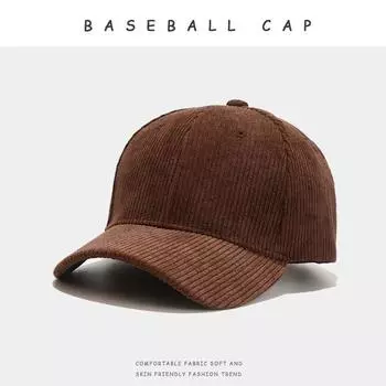 Новая модная вельветовая кепка на осень-зиму, женская, с широкими полями, закрывающая лицо, молодежная бейсболка, уличная спортивная, мужская хип-хоп кепка коричневый