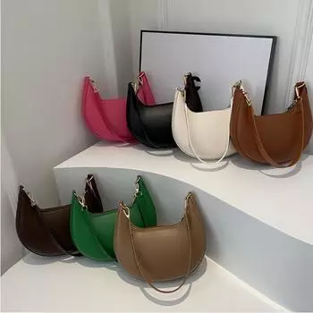 Новая модная высококачественная бейсбольная сумка в форме луны, демонстрирующая роскошную женскую сумку на одно плечо, сумка-хобо через подмышку 21x5x12.5cm горячий розовый