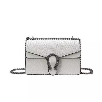 Новая модная высококлассная сумка Bacchus с тиснением под змеиную кожу, на одном плече, кроссбоди, трендовая женская сумка белый