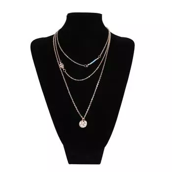 Новая модная женская 3-слойная цепочка золотого цвета, ожерелье с подвеской, подарок, ювелирные аксессуары 1