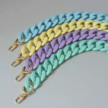 Новая модная женская цепочка для аксессуаров, матовая, ярко-фиолетовая, синяя цепочка из смолы, матовый ремешок, женский клатч, цепочка на плечо, кошелек 40CM фиолетовый