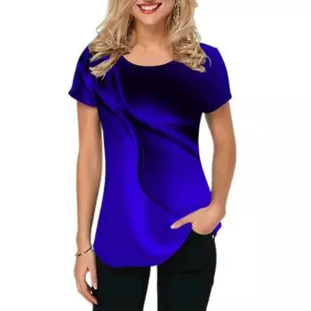 Новая модная женская футболка, летняя одежда, футболка с градиентным принтом, 3d футболка, пуловер с круглым вырезом, топы с короткими рукавами, 2023, женская рубашка, футболки 6XL