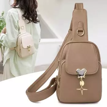 Новая модная женская нагрудная сумка из мягкой кожи, сумка через плечо, простой рюкзак большой вместимости, сумка для мобильного телефона