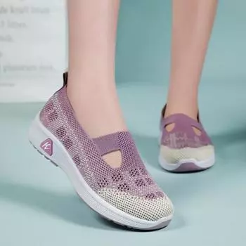 Новая модная женская обувь, дышащая и удобная одиночная обувь, повседневная обувь для мам, обувь для ленивых 36 чёрный