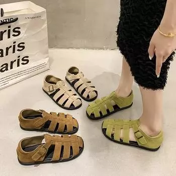 Новая модная женская обувь Sandalias, летняя дышащая повседневная обувь на открытом воздухе, Zapatos, большие размеры 43, сандалии на плоской подошве, Zapatos Para Damas En Oferta 35 зелёный