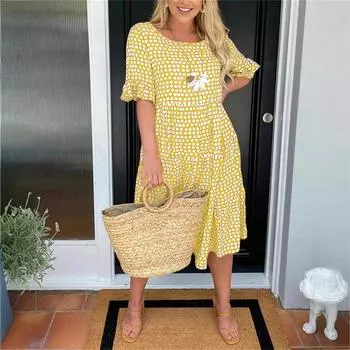 Новая модная женская одежда, популярная летняя одежда с круглым вырезом и принтом, с короткими рукавами, для женщин S чёрный