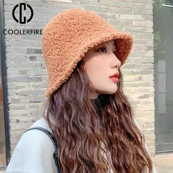 Новая модная женская панама, кепка для отпуска и отдыха на открытом воздухе, сохраняющая тепло, настоящая шляпа для женщин, однотонная панама, теплая шапка для девочек, зимняя AC2197 One Size чёрный