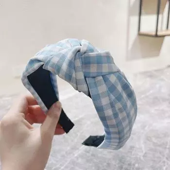 Новая модная женская повязка на голову, классическая решетчатая повязка на голову для взрослых, теплая повязка для волос с центральным узлом, головной убор, тюрбан, аксессуары для волос