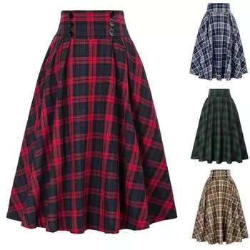 Новая модная женская сексуальная юбка в клетку, платье с пышной юбкой XXL красный
