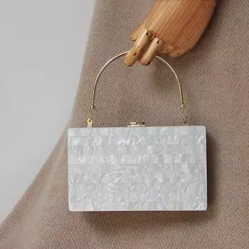 Новая модная женская сумка, акриловая белая полосатая сумочка для ужина, женская вечерняя сумка с металлической ручкой, модный вечерний клатч, кошелек белый
