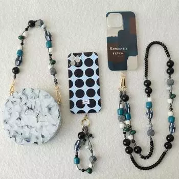 Новая модная женская сумка-аксессуар через плечо винтажная синяя цепочка из бисера акриловая сумка веревочный ремень женская сумка на плечо ручка цепи 28cm синий