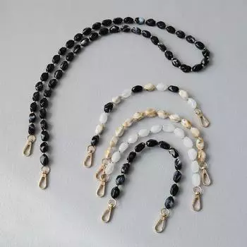 Новая модная женская сумка, аксессуар, съемная однотонная цепочка из бисера, белый акриловый роскошный ремешок, женская сумка, цепочка с ручкой на плечо 34CM бежевый