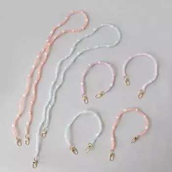 Новая модная женская сумка, аксессуар, съемная винтажная цепочка из бисера, роскошный акриловый ремешок, женская элегантная цепочка на плечо с ручкой 36CM розовый