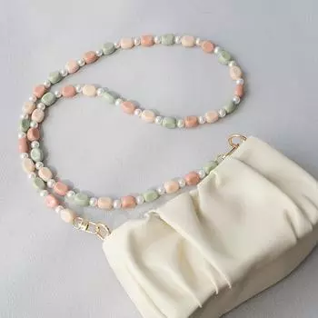 Новая модная женская сумка, аксессуар, съемная синяя, красная цепочка с бисером, яркий акриловый роскошный ремень, женская элегантная цепочка с ручкой на плечо 33CM зелёный