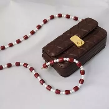 Новая модная женская сумка, аксессуар, съемная синяя, красная цепочка с бисером, яркий акриловый роскошный ремень, женская элегантная цепочка с ручкой на плечо 33CM синий