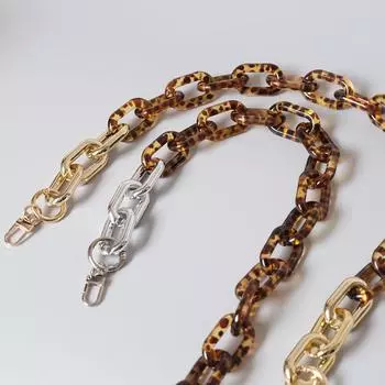 Новая модная женская сумка, аксессуар, съемная часть, сменная цепочка, леопардовый, золотой, серебряный, акриловый ремешок, женская цепочка на плечо с ручкой 37CM золотой