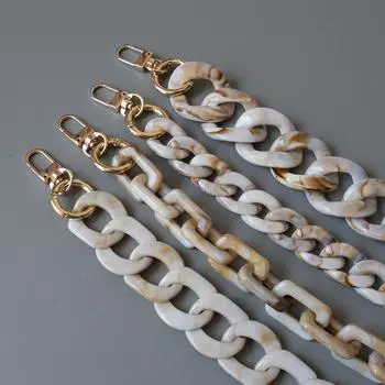 Новая модная женская сумка, аксессуар, съемные детали, сменная цепочка, бежевый полимерный роскошный ремешок, женская акриловая цепочка с ручкой на плечо 40CM