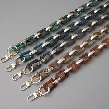 Новая модная женская сумка, аксессуарная цепочка, зелено-коричневая леопардовая акриловая металлическая цепочка, роскошный ремень, женский клатч, цепочка на ручке 46CM синий