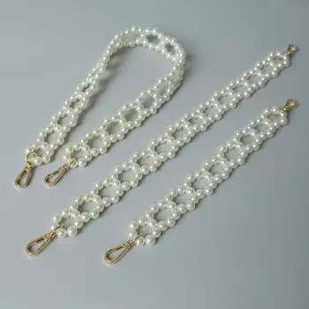 Новая модная женская сумка, аксессуары для сумок, белая жемчужная цепочка из акриловой смолы, роскошный однотонный ремешок, женские милые цепочки-клатчи 32CM белый
