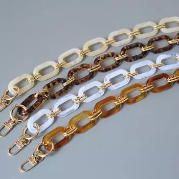 Новая модная женская сумка, аксессуары для сумок, белый жемчуг, цепочка из акриловой смолы, роскошный леопардовый ремешок, женский милый клатч на плечо, цепочки 45CM янтарь