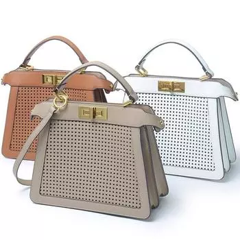 Новая модная женская сумка из натуральной кожи, полая органная сумка из воловьей кожи, женская сумка через плечо на одно плечо 27cm чёрный