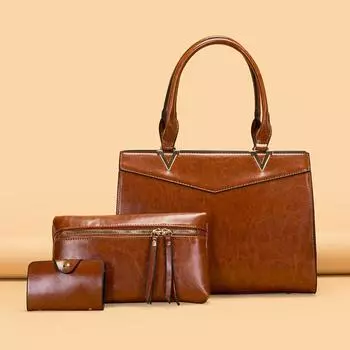 Новая модная женская сумка из трех предметов, однотонная простая женская сумка в европейском и американском стиле, ретро-сумка через плечо для женщин