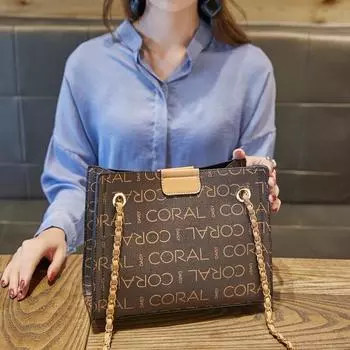 Новая модная женская сумка на цепочке с буквенным принтом, высокое качество, большая вместимость, диагональная сумка, повседневная сумка-тоут All Match