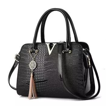 Новая модная женская сумка с принтом, цветная сумка через плечо большой емкости на одно плечо чёрный