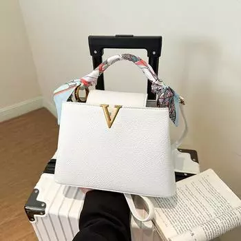 Новая модная женская сумка с узором личи, портативная, на плечо, через плечо белый