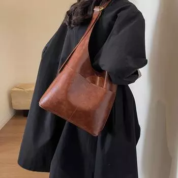Новая модная женская трендовая однотонная сумка-тоут из искусственной кожи с автомобильным швом на одно плечо