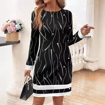 Новая модная женская юбка с круглым вырезом и принтом S чёрный