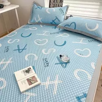 Новая моющаяся шапка из ледяного шелка с летним принтом, одинарный мягкий летний спальный коврик 1.5m(5 feet) bed