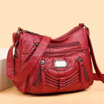 Новая мягкая кожаная модная универсальная двухслойная сумка через плечо корейской версии, большая вместимость, повседневная модная маленькая сумка из натуральной кожи