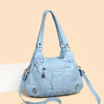 Новая мягкая кожаная сумка для женщин, модная сумка через плечо, роскошный дизайнерский женский кошелек большой емкости, сумки для поездок на работу чёрный