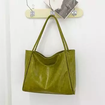 Новая мягкая кожаная сумка-тоут большой емкости с нишевым дизайном для ручного использования, женская сумка через плечо для поездок на работу и обратно 37x10x30cm зелёный