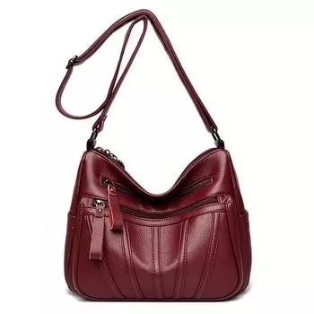 Новая мягкая кожаная текстурированная женская сумка через плечо, модная повседневная сумка для мам, многослойная сумка большой емкости для мобильного телефона