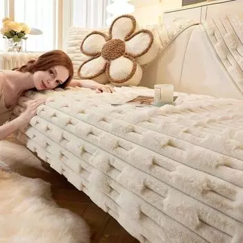 Новая мягкая плюшевая подушка для дивана, зимнее тепло, минималистичная плюшевая подушка для сиденья, кожаный диван премиум-класса, специальный чехол, полотенца из ткани 70x70cm