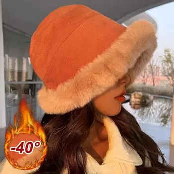 Новая мягкая утолщенная плюшевая зимняя панама, модные теплые шапки для отдыха на открытом воздухе, шляпа рыбака, модные трендовые женские ветрозащитные панамы