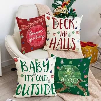 Новая мультяшная рождественская наволочка с изображением лося, скандинавская подушка для гостиной, спальни, наволочка 40x40cm