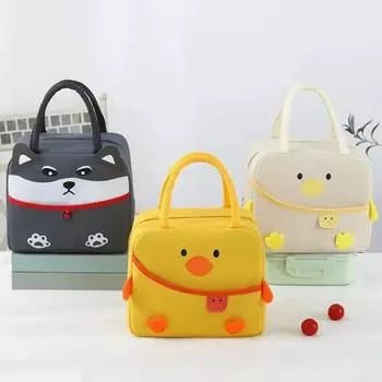 Новая мультяшная сумка для обеда, женская толстая термосумка с кавайной уткой для хранения еды, детские изолированные сумки большой емкости для еды, подарок учителю
