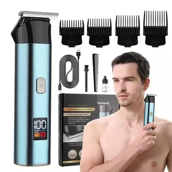 Новая мужская электрическая машинка для стрижки волос ЖК-цифровой дисплей парикмахерская домашняя электрическая резка карвинг фейдер синий
